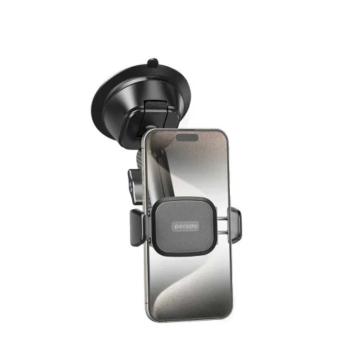 Porodo Cradle Suction Cup Non-gel Pad Phone Mount - Black