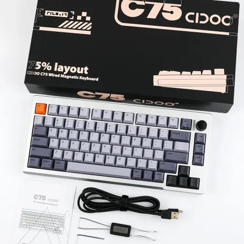 Cidoo C75 Quick Trigger Mechanical Wired Keyboard With Magnetic Switch - Silver (English)
