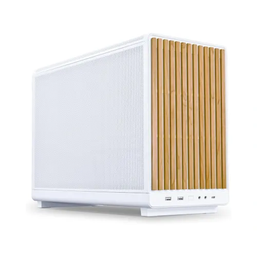 LIAN LI A3 DAN Micro ATX Gaming PC Case - White/Wooden Panel