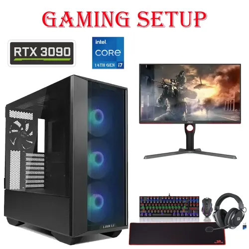 Lian Li Lancool Iii Intel Core I7-14th Gen Rtx 3090 ( 24 Gb ) Gaming Pc With Monitor / Headset And Gaming Kit Bundle