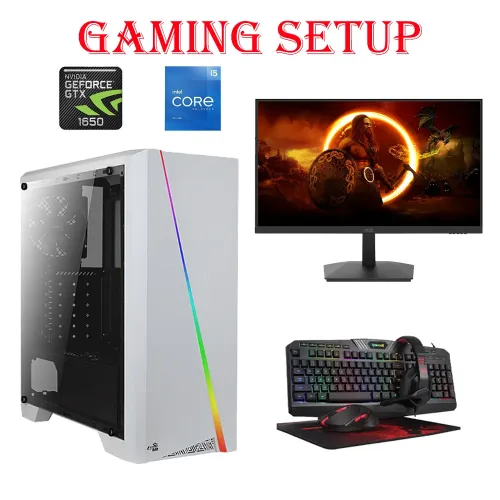 Aerocool Cylon Intel Core I5-11th Gen Gtx 1650 Gaming Pc With Monitor And Gaming Kit Bundle