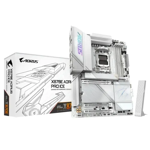 GIGABYTE - X870E AORUS PRO ICE (Socket AM5) AMD X870 ATX DDR5 Wi-Fi 7 Motherboard