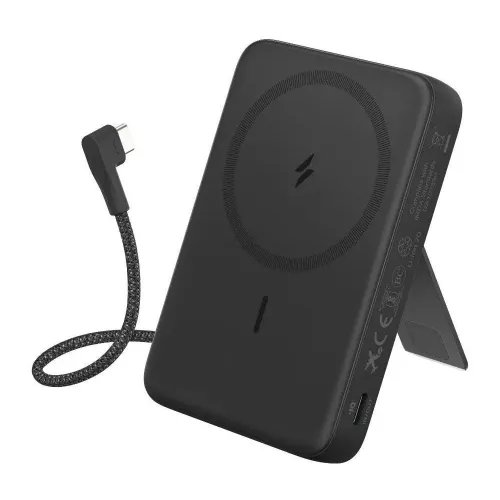 Anker Zolo 10000mAh Wireless Charging USB-C Power Bank with Stand & Cable Black