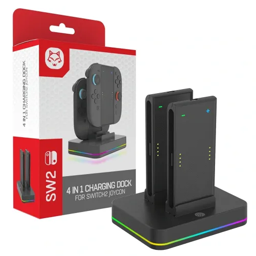 4 in1 RGB JoyCon Charging Dock For Nintendo Switch 2 - Black