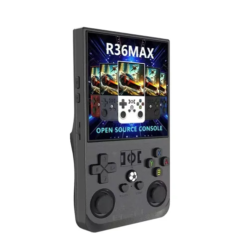 R36 Max Retro Handheld Game Console With 64G Built-in 10000+ Games - Transparent Black