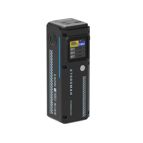 Powerology 140W Dual Channel Smart Battery Display Power Bank with Colorful LED 27000mAh