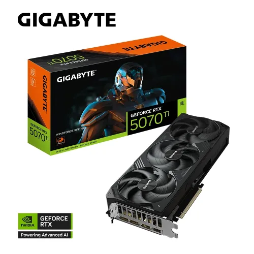 GIGABYTE NVIDIA GEFORCE RTX 5070 Ti WINDFORCE SFF 16GB GDDR7 DLSS 4 Graphics Card - Black