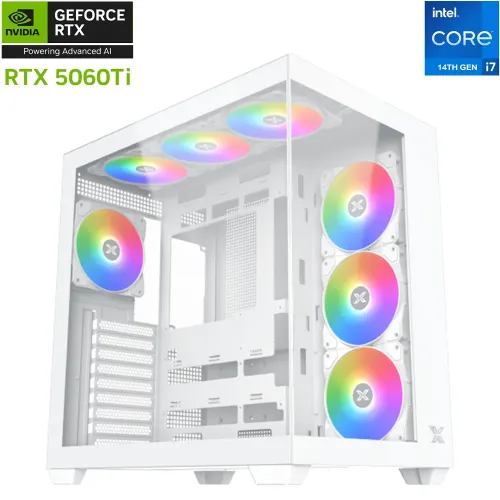Xigamtek Aqua Intel Core I7-14th Gen Rtx 5060ti 16gb Gaming Pc - White