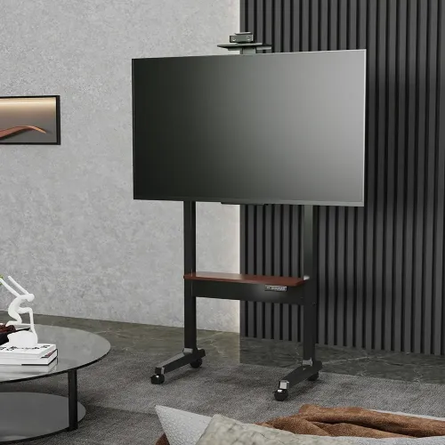 Powerology Electric TV Stand with Vertical Height Adjustment - Black