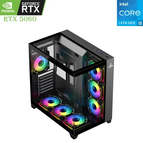 Gaming PC Sharx – Intel Core i5 14th Gen | RTX 5060 8GB | 1TB SSD | 16GB RAM Black