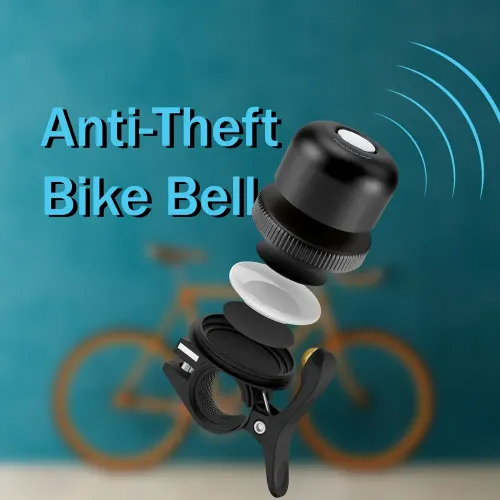 Powerology Bicycle & Scooter Bell With Airtag Mount - Black