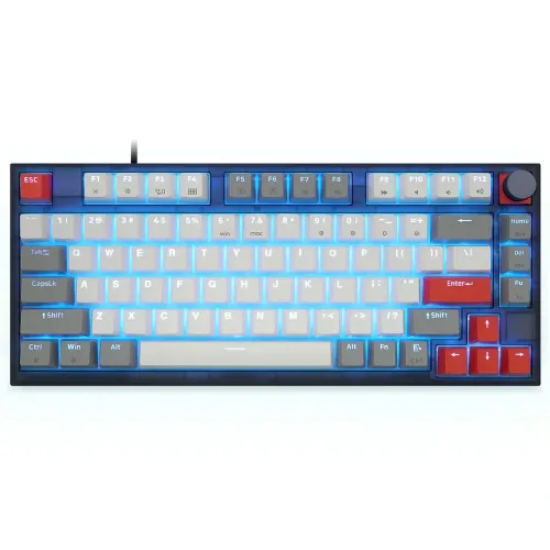 Skyloong Gk75 Wired - Grey-white-red (Mechanical & Hot-swappable Knob) Gaming Keyboard (Switch Gateron 3.0 Yellow) English / Arabic Layout