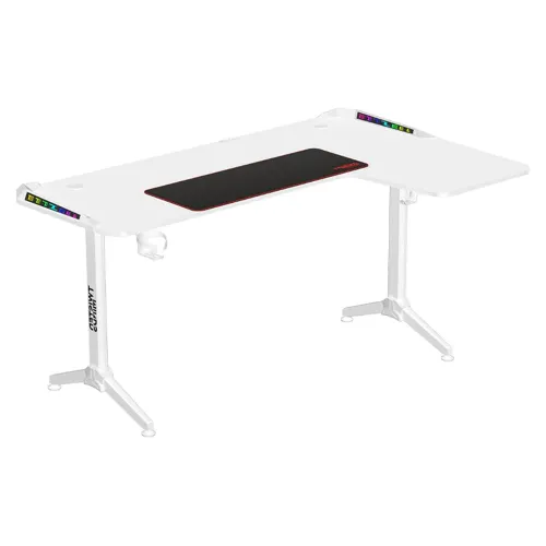Twisted Minds WARRIOR L Shaped Gaming Desk RGB Right White - TM-Y-RW-RGB