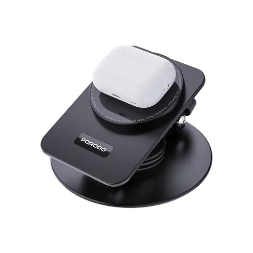 Porodo Wireless Charging Rotating Stand - Black