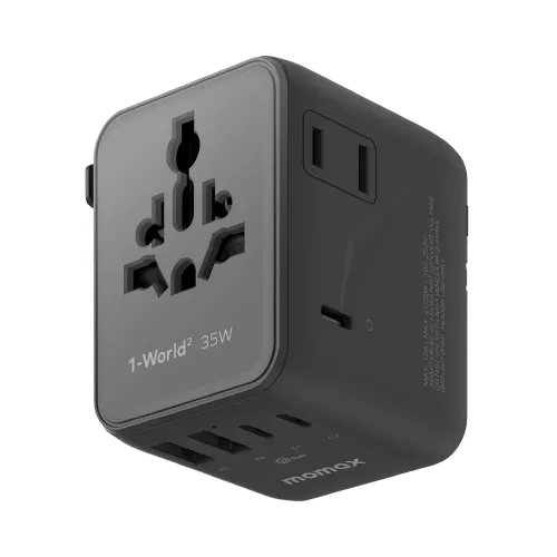 Momax 1-World² 5-Port Mini Travel GaN Charger 35W with Dual AC - Black