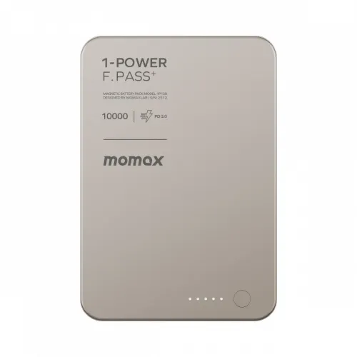 Momax 1-power F.pass⁺ 10000mah Magnetic Battery Pack With Built-in Cable - Titanium