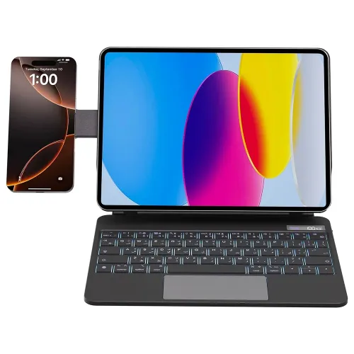 Powerology Dynaboard Wireless Keyboard Case for iPad Pro 11" (M4), MagSafe Phone Holder
