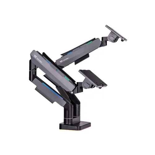ThermalTake Dual Monitor Arm (17" To 35") Gas Spring, Cable Management, 2-20KG, RGB Lighting Effects
