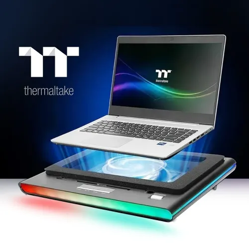 ThermalTake Massive Extreme NoteBook Cooler, Supports Upto 18", Temperature Display And Lighting Control - Black