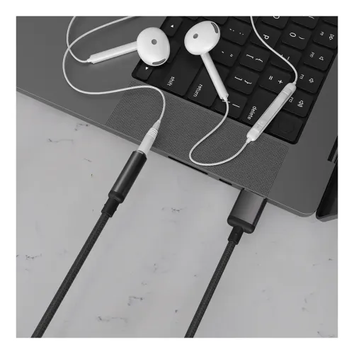 Porodo Audiolink Female 3.5mm To Usb-a Audio Jack Adapter - Black