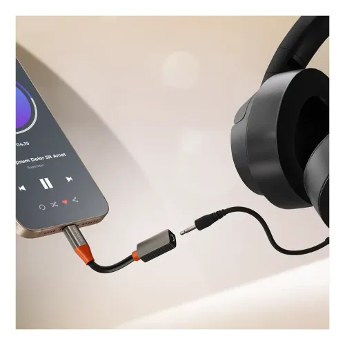 Porodo Audiolink Usb-c To 3.5mm Audio Jack Adapter - Black & Orange