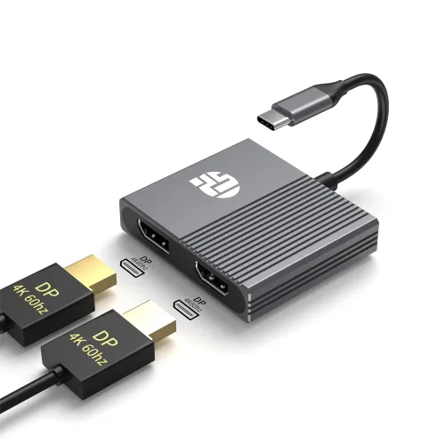 Yuanshan Usb Type-c To Displayport (Dp) Adapter - 2port - Gray