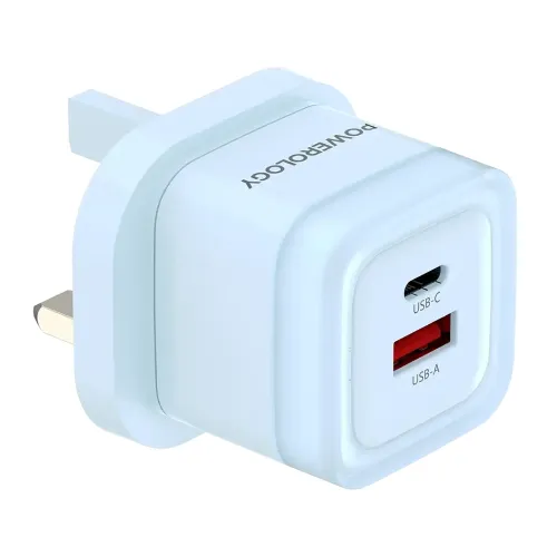 Powerology Dual-Port Fast Charging Adapter PD 35W - Blue