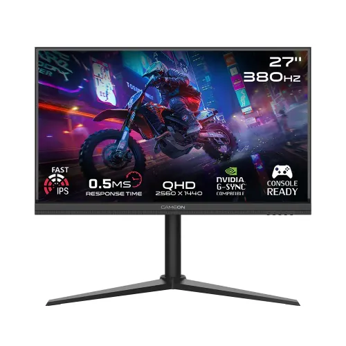 Gameon Gomp27qhd380ips Midnight Pro Series 27" Qhd, 380hz, Mprt 0.5ms, Hdmi 2.1, Fast Ips Gaming Monitor (Supports Ps5) - Black