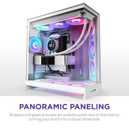 Nzxt H9 Flow Rgb (2025) Dual-chamber Mid Tower Case With Rgb Fans - All White