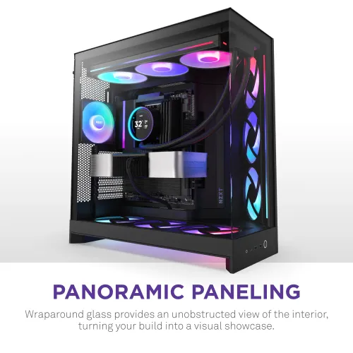 Nzxt H9 Flow Rgb (2025) Dual-chamber Mid Tower Case With Rgb Fans - Black