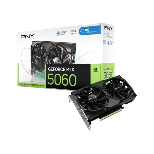 Pny Nvidia Geforce Rtx 5060 8gb Overclocked Dual Fan Graphics Card - Black