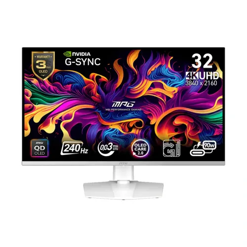 MSI MPG 321URXW - 32 Inch 240Hz 4K UHD HDMI 2.1 0.03ms QD-OLED Gaming Monitor - White