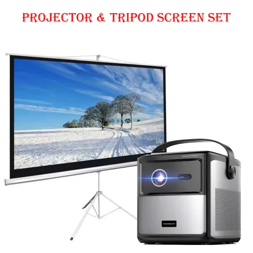 Powerology StarBeam Projector with 100" Gamvity Tripod Screen Kit