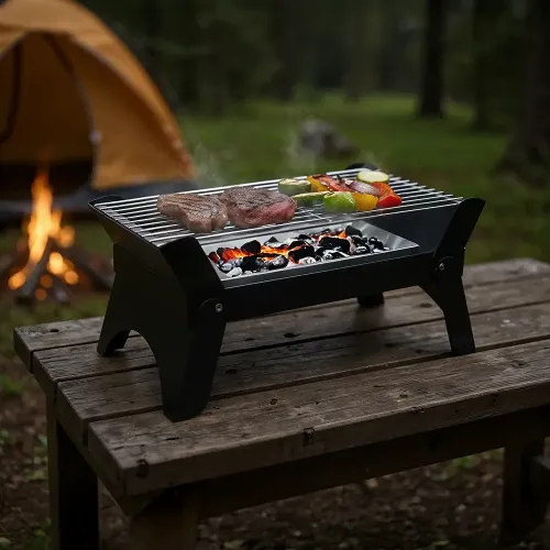 Green Lion Qudra Foldable BBQ Grill - Black