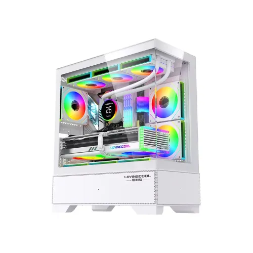 Lovingcool Lc-100jpro Atx Tamperd Glass Gaming Pc Case - White (6 FAN)