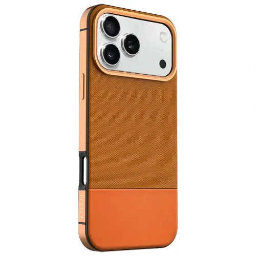 Levelo Cuir Leather Hybrid Case For Iphone 17pro Max - Sunrise Orange