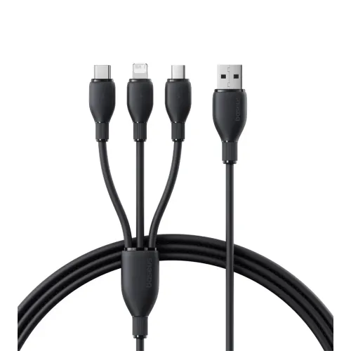 Baseus Ultra-Fast 3-in-1 USB-A to M+L+C 3.5A 1.3m Charging Cable – Black