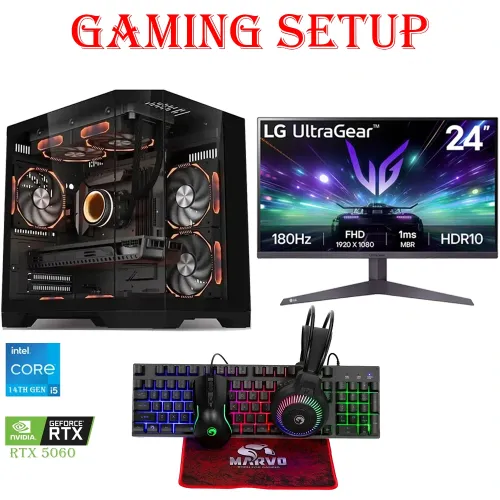 Lovingcool Intel Core I5 14th Gen Rtx 5060 8gb, 1tb Ssd, 16gb Ram Gaming Pc With Monitor And Gaming Kit Bundle