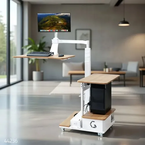 Ingrem Floating Table - Wood Grain White (Right Rudder)