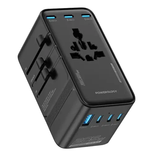 Powerology Spetrova GaN Multi-Port Universal Adapter - Black