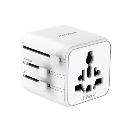Momax 1-World Universal Travel Charger with Dual AC - White