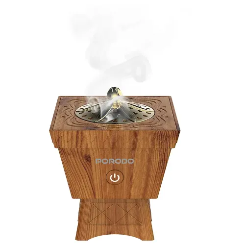 Porodo Lifestyle Classic Wood-Finish Portable Incense Burner - Brown