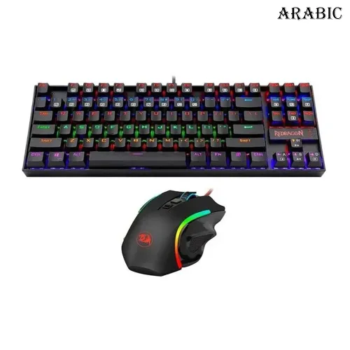 Redragon 2 in 1 Combo, K552 RGB Mechanical Gaming Keyboard Gaming Mouse Black (Arabic)