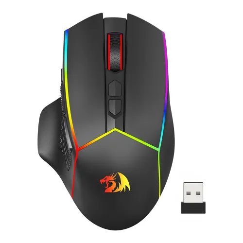 Redragon M814 AXE PRO RGB Tri-Mode 2.4G/Wired/Bluetooth Gaming Mouse, 8,000 DPI - Black