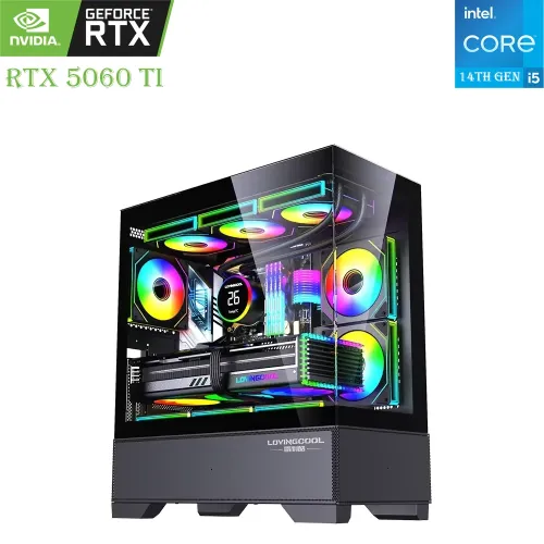Gaming Pc Lovingcool Lc-100j Core I5-14th Gen Rtx 5060 Ti 8gb, 1tb Ssd, 16gb Ram