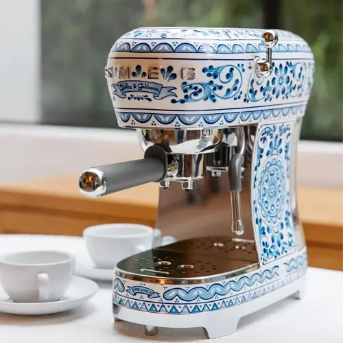Smeg 50's Style Manual Espresso Coffee Machine, Blu Mediterraneo Smeg & Dolce&gabbana