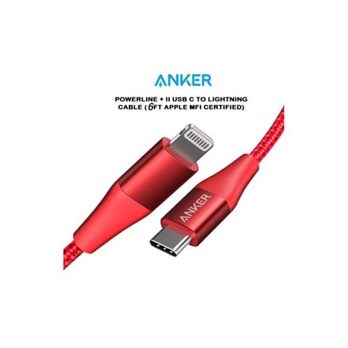 Anker PowerLine + II USB-C To Lightning (1.8m/6ft) Black-Red