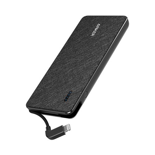 ANKER POWERCORE+METRO 10000 WITH BUILT-IN LIGHTING CONNECTOR - BLACK FABRIC