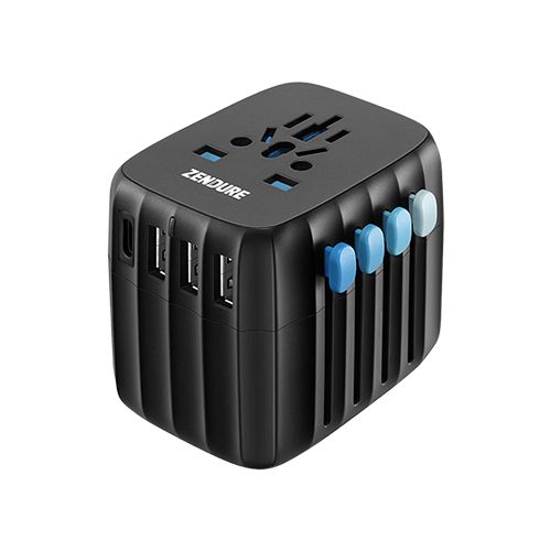 ZENDURE PASSPORT 30W ALL-IN-ONE TRAVEL ADAPTER WITH USB-C AND AUTO-RESETTING FUSE - BLACK