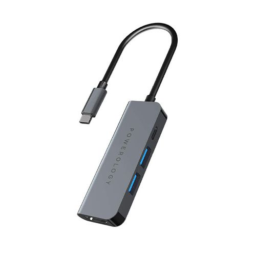 POWEROLOGY 4IN1 USB-C HUB WITH HDMI &3.0 (60W POWER DELIVERY) - GREY